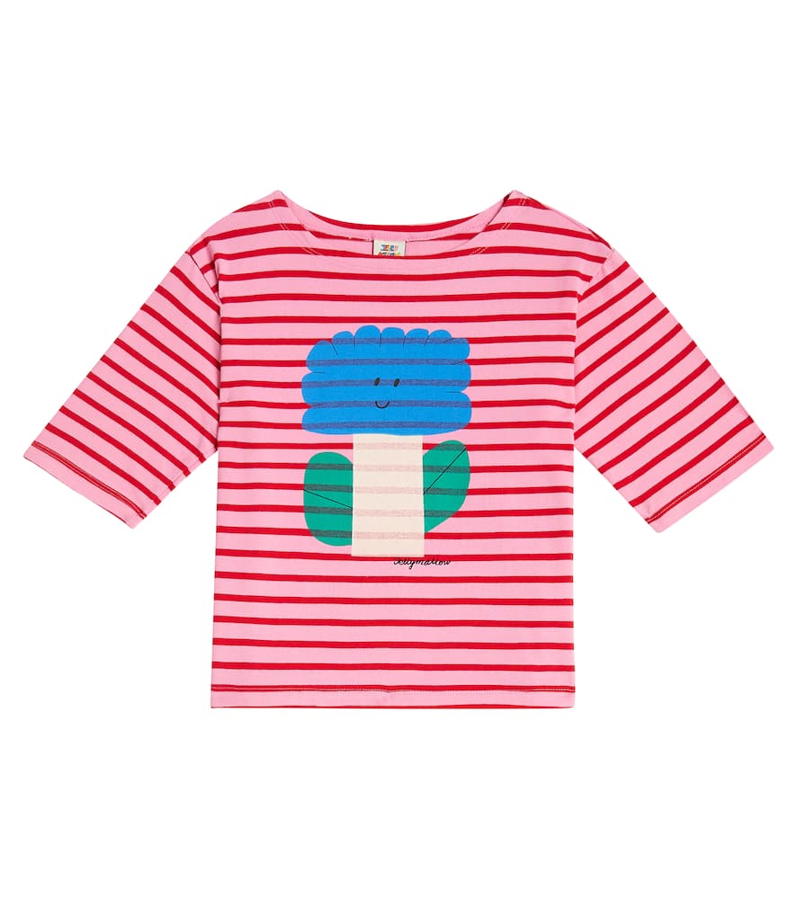 Jellymallow Big Flower Cotton Jersey Top In Pink