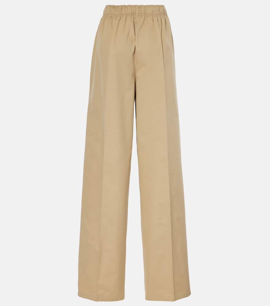 Prada Beige Poplin Trousers With Enamel Triangle Logo In Beige