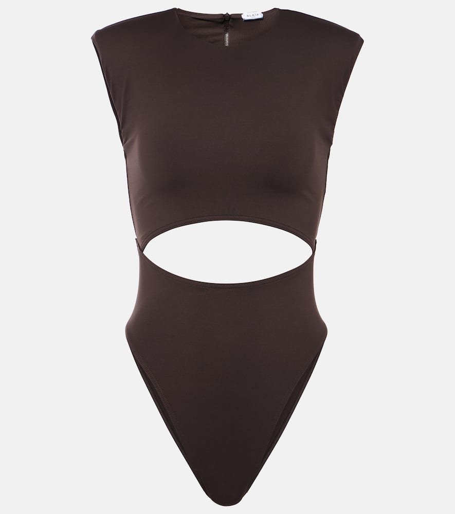 Alaïa Cut-out Swimsuit In Brown