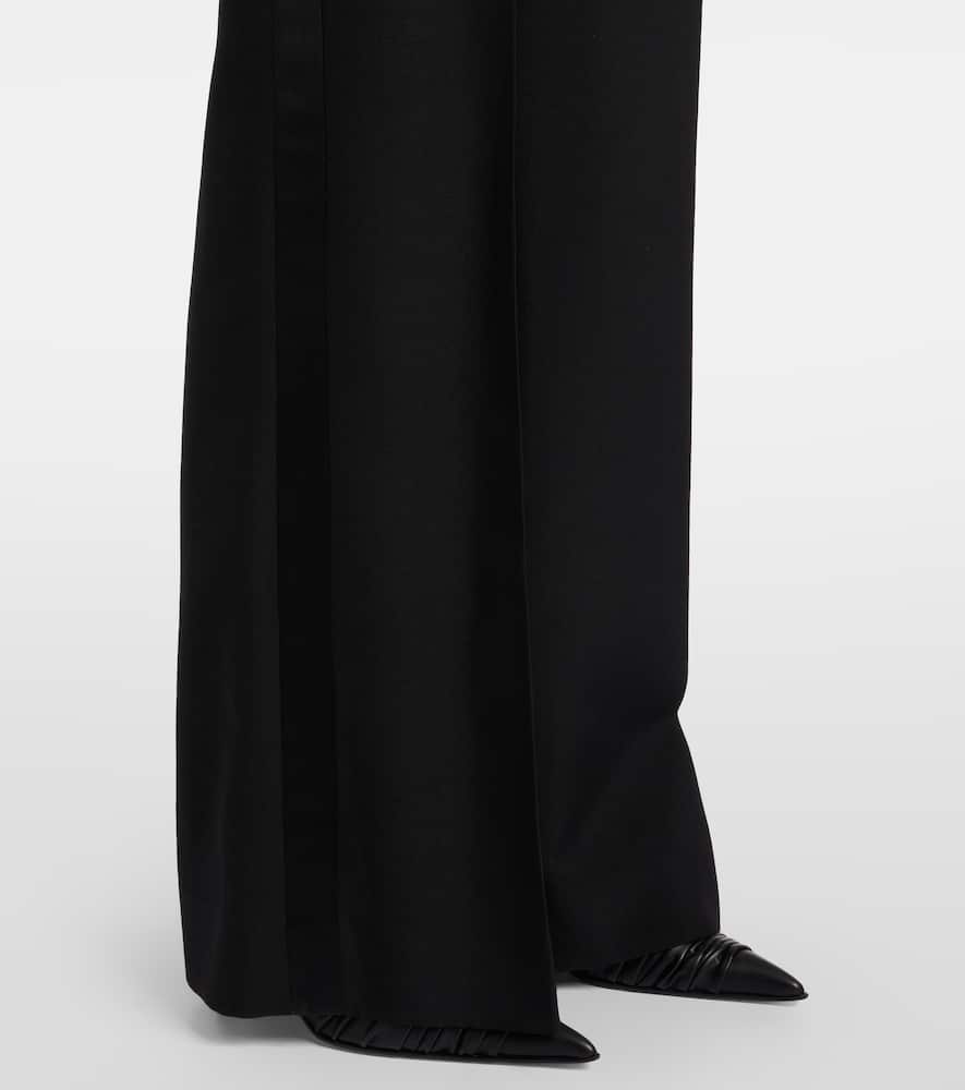 パンツ Alexander Mcqueen Black Wool Blend Wide-Leg Pant Alexander Mcqueen Wool-Blend Wide-Leg Pants In Black - 60