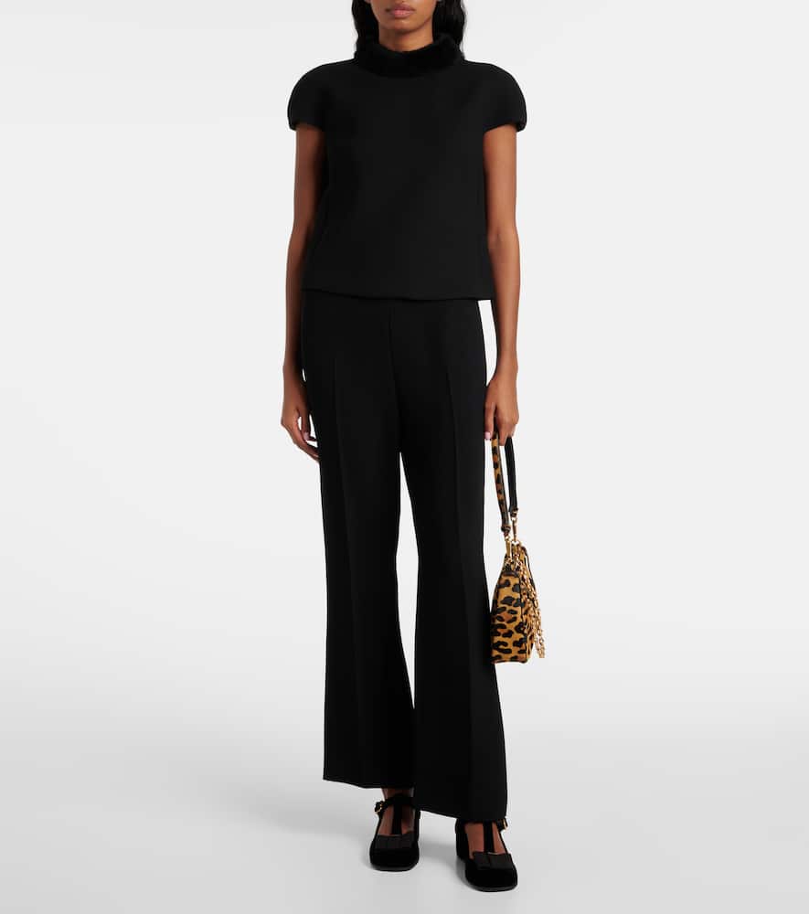 Prada Shearling-trimmed Wool Top In Schwarz