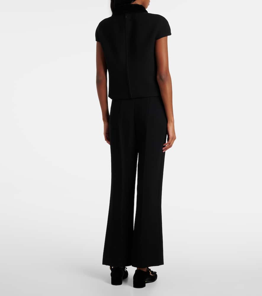 Prada Shearling-trimmed Wool Top In Schwarz