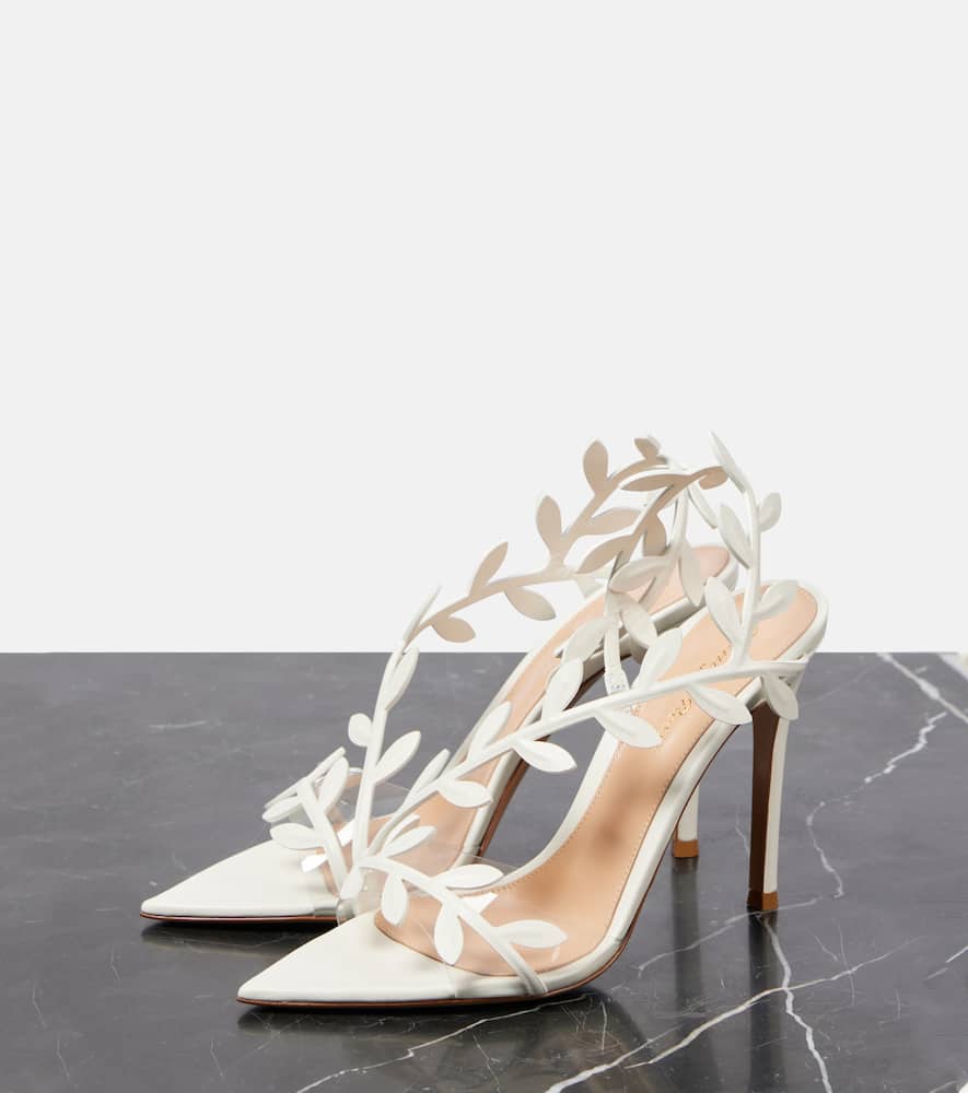 Gianvito Rossi Leaf 85 Leather And Pvc Slingback Sandals In White