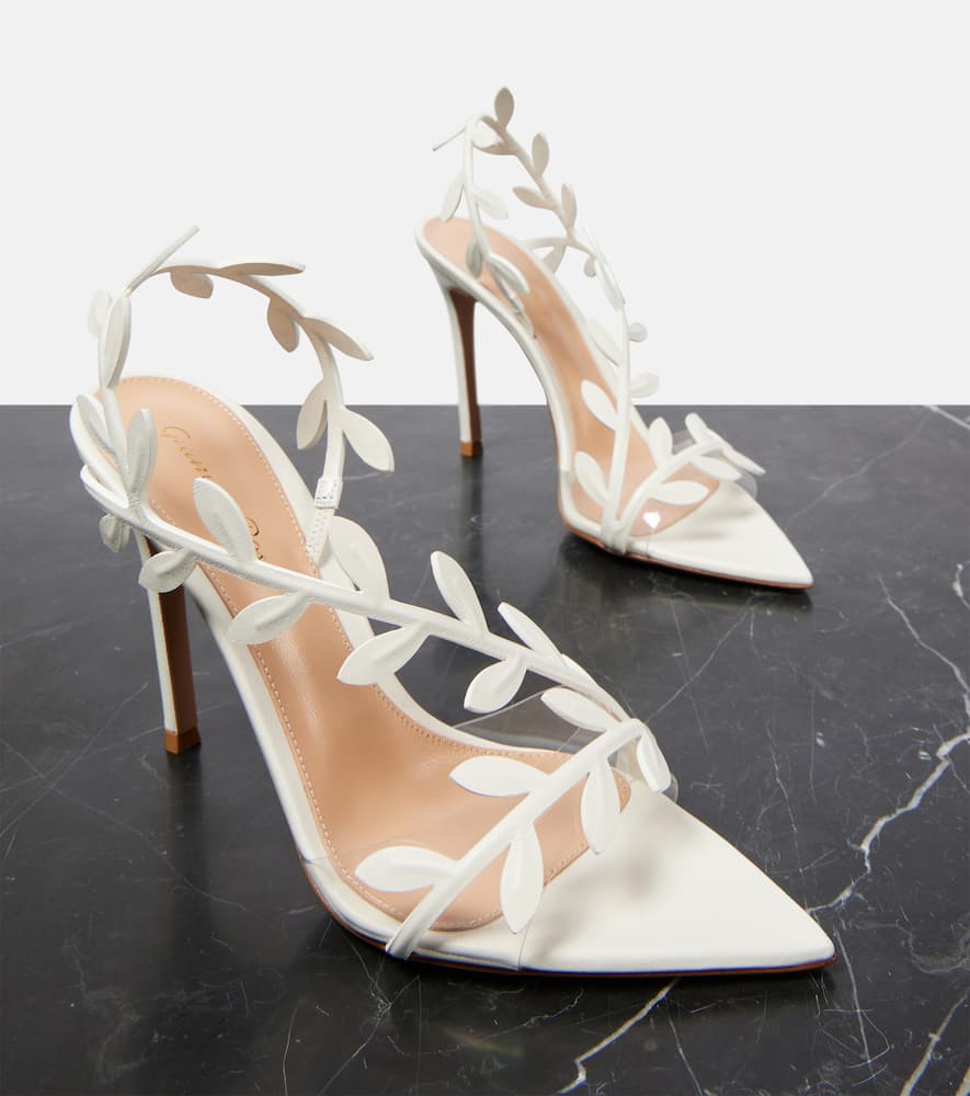 Gianvito Rossi Leaf 85 Leather And Pvc Slingback Sandals In White