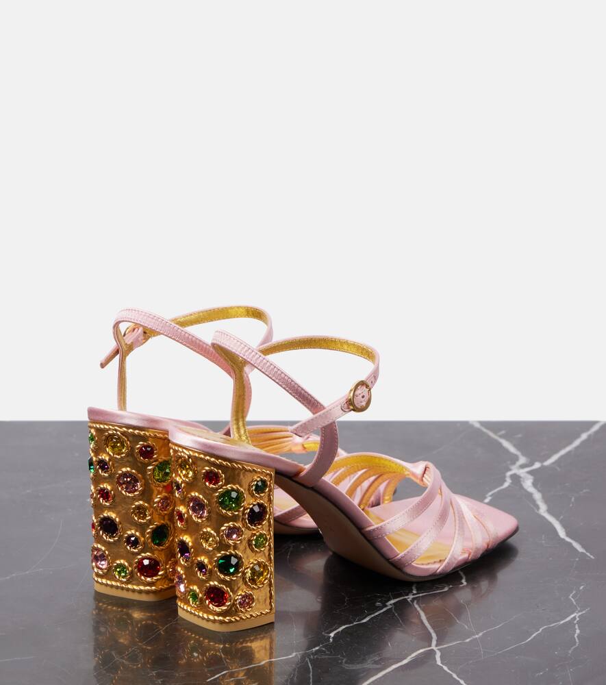 Valentino Garavani Preshoes Satin Sandal With Crystals 90mm Woman Multicolour 42 In Pink