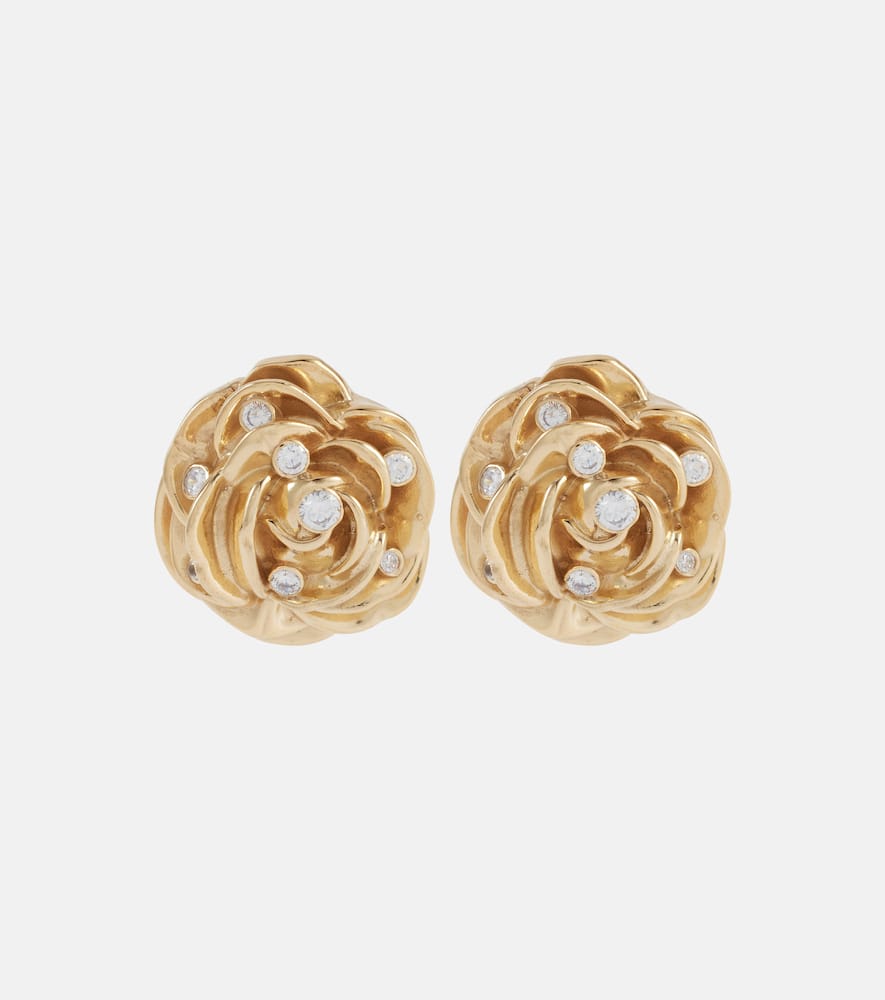 Floral embellished gold-plated earrings