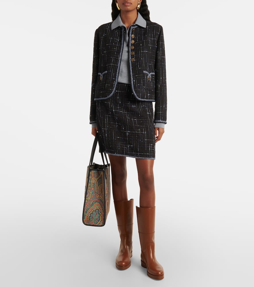 Etro Pegaso-buttons Tweed Jacket In Blue