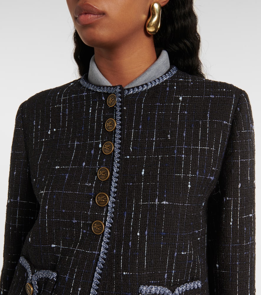 Etro Pegaso-buttons Tweed Jacket In Blue