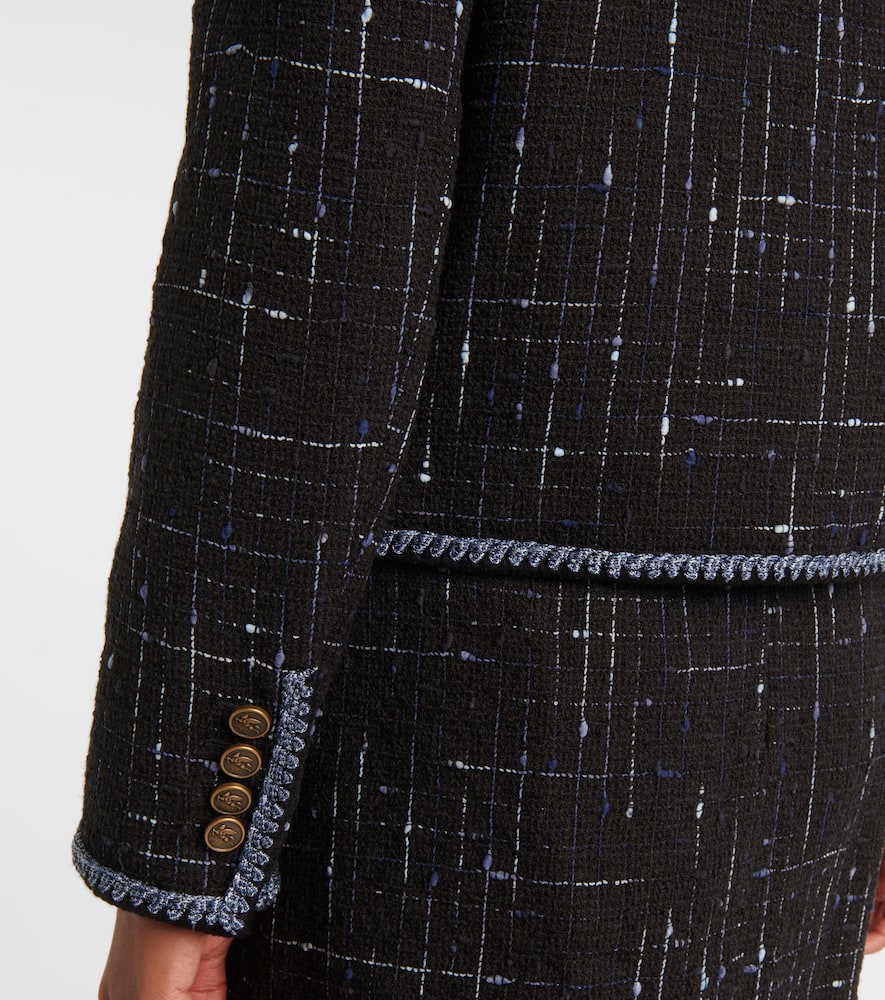 Etro Pegaso-buttons Tweed Jacket In Blue