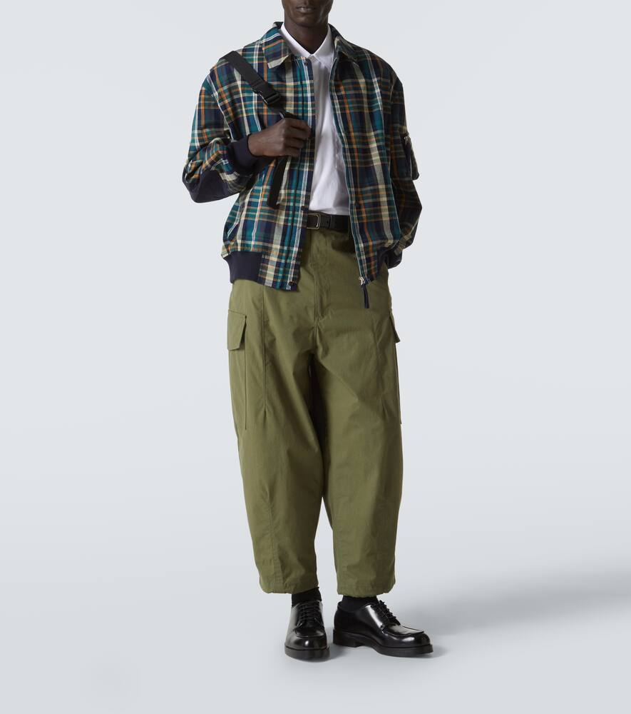 Comme Des Garçons Homme Deux Checked Cotton And Linen Blouson In Navy/grn/orange
