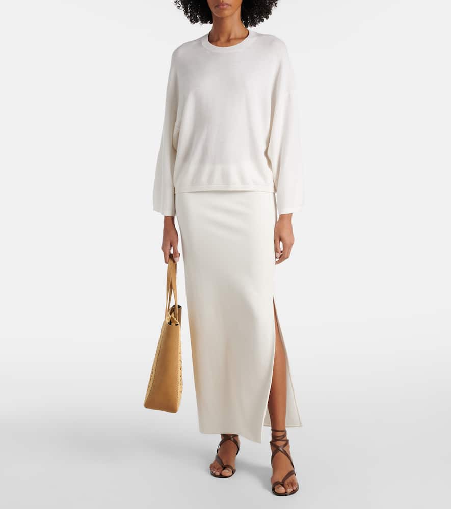 Khaite Lilith Compact Crepe Jersey Maxi Skirt In Yellow
