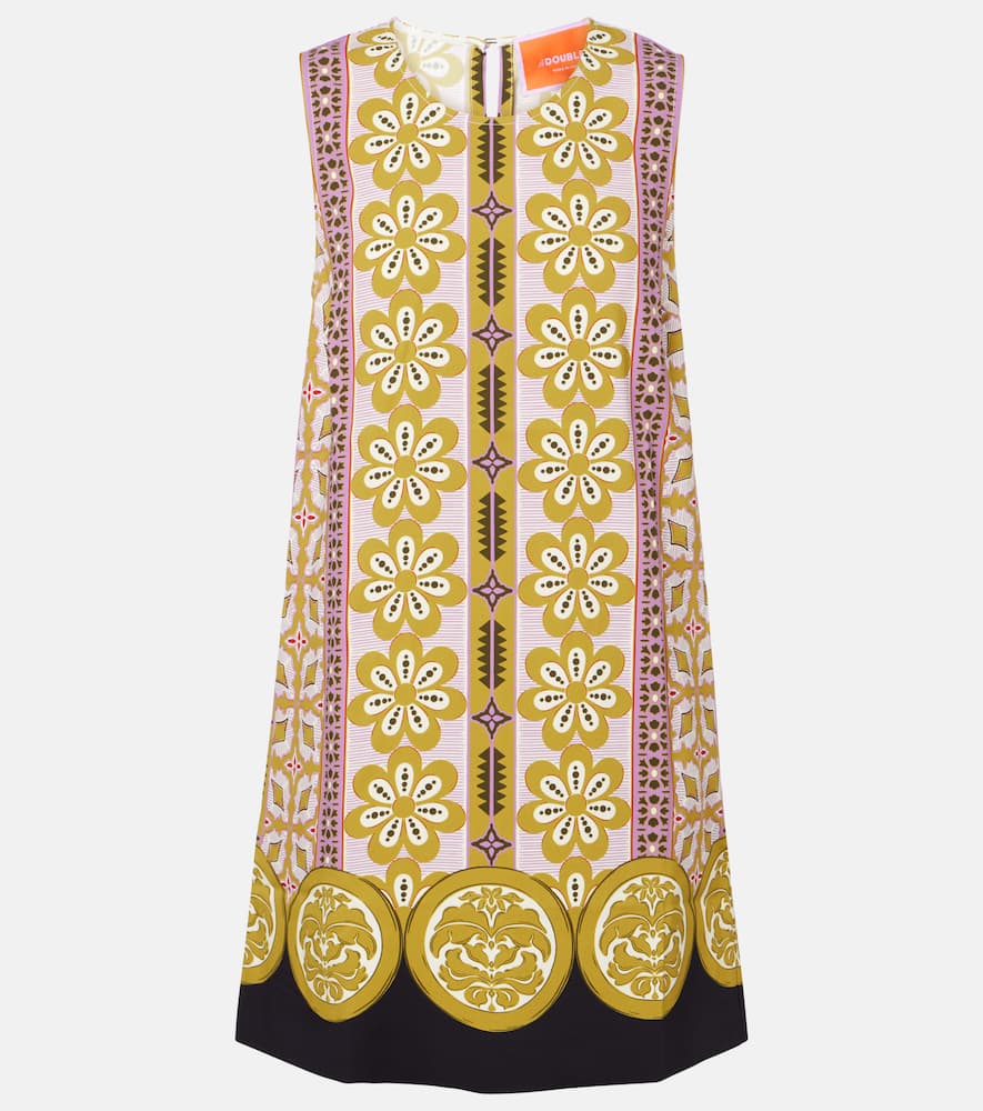 La Doublej Stretch Tunic Printed Satin Minidress In Multi