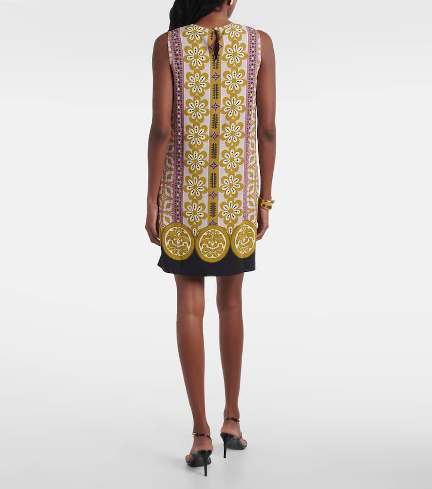 La Doublej Stretch Tunic Printed Satin Minidress In Multi