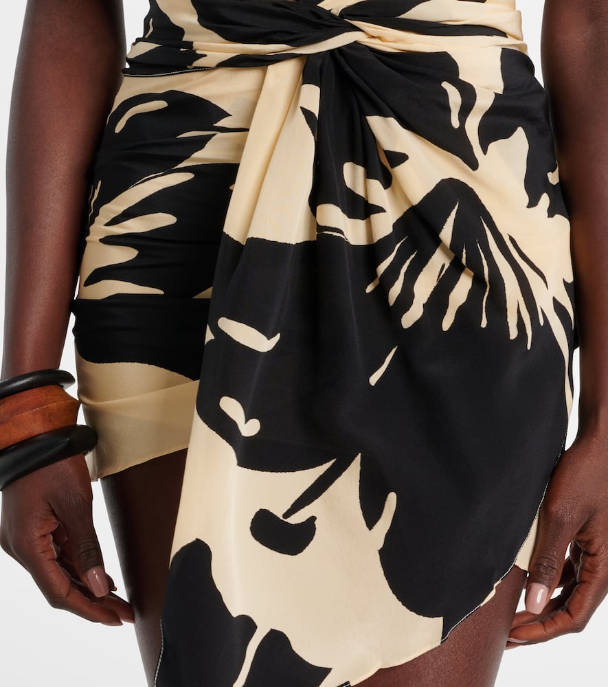 Johanna Ortiz Halterneck Floral Silk Minidress In Neutral