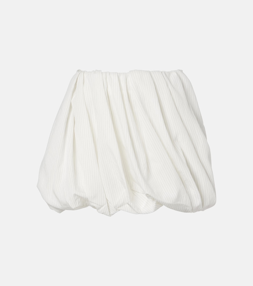 Gathered Pinstripe Balloon Miniskirt