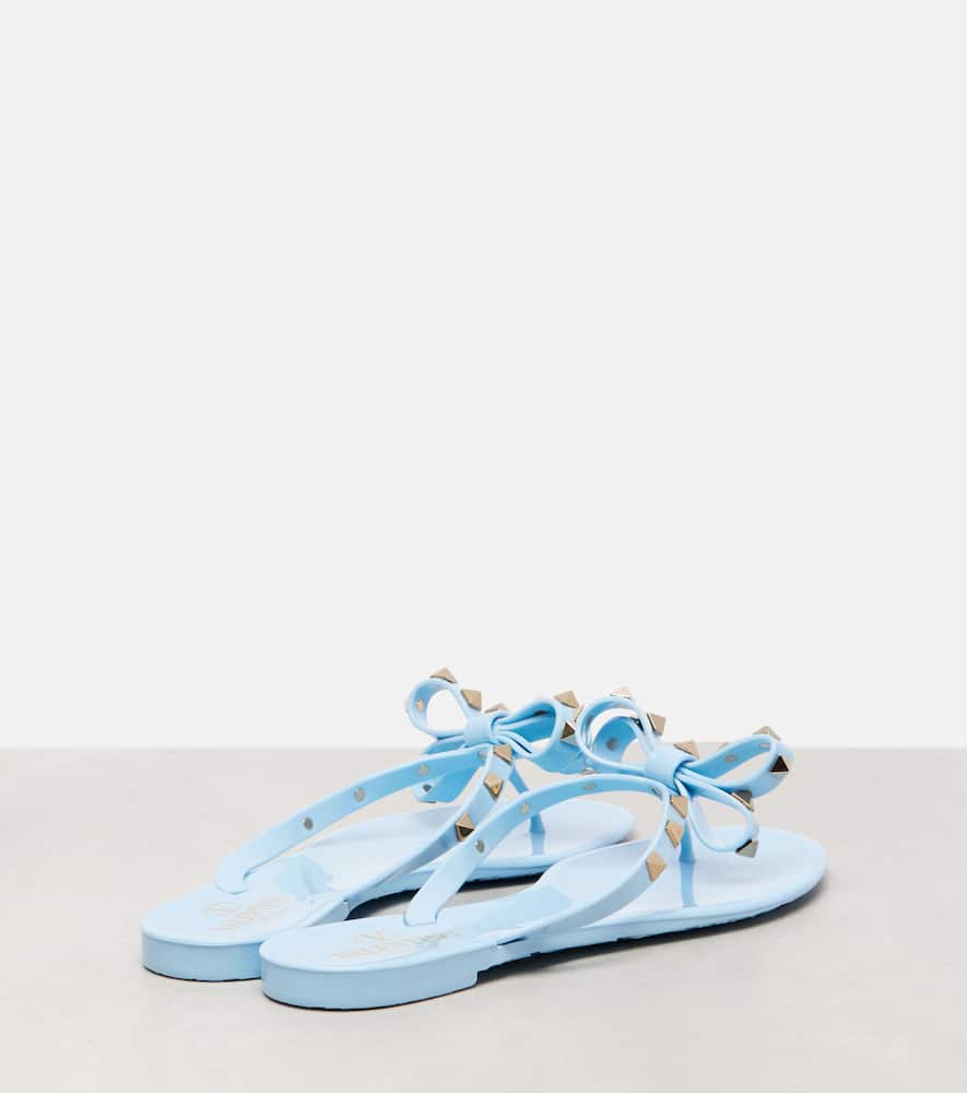 Valentino Studded Bow Thong Sandals With Lace Sole