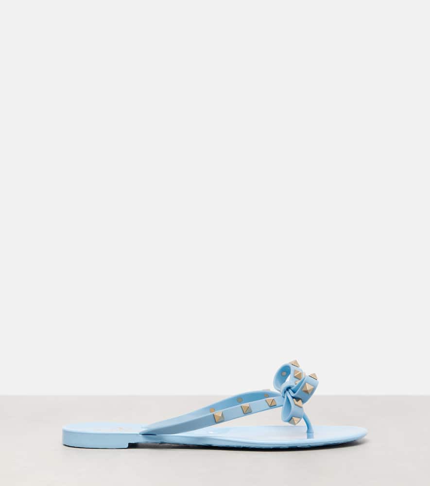Valentino Studded Bow Thong Sandals With Lace Sole