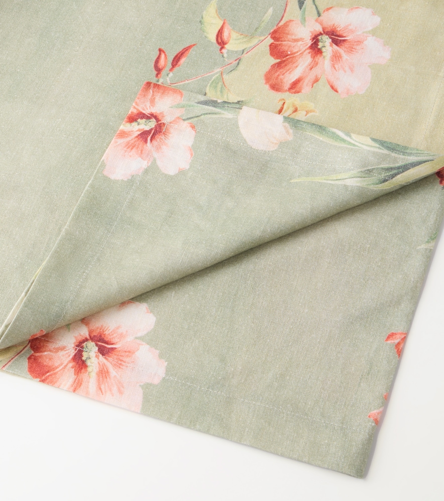  Cabana Cabana Nappe Ibiscus Rayée En Lin à Fleurs 