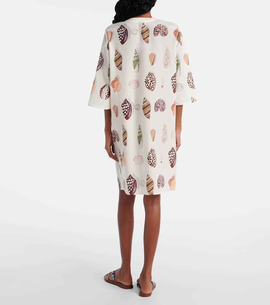 Eres Creme Printed Coton And Silk Minidress