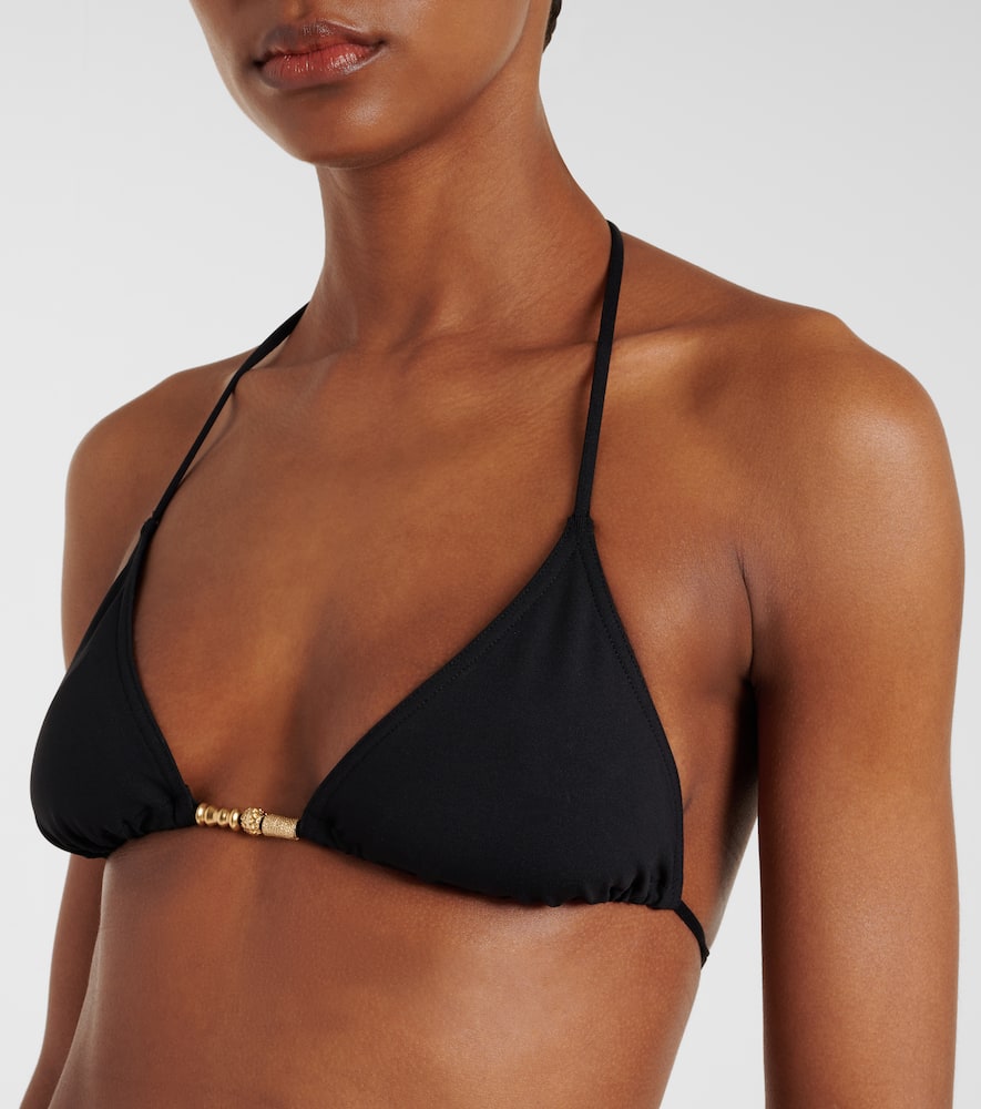 Eres Ephemere Black Bikini Top With Beaded Embellishmentsand Triangular Cup In Tech Fabric Stretch Woman In Black