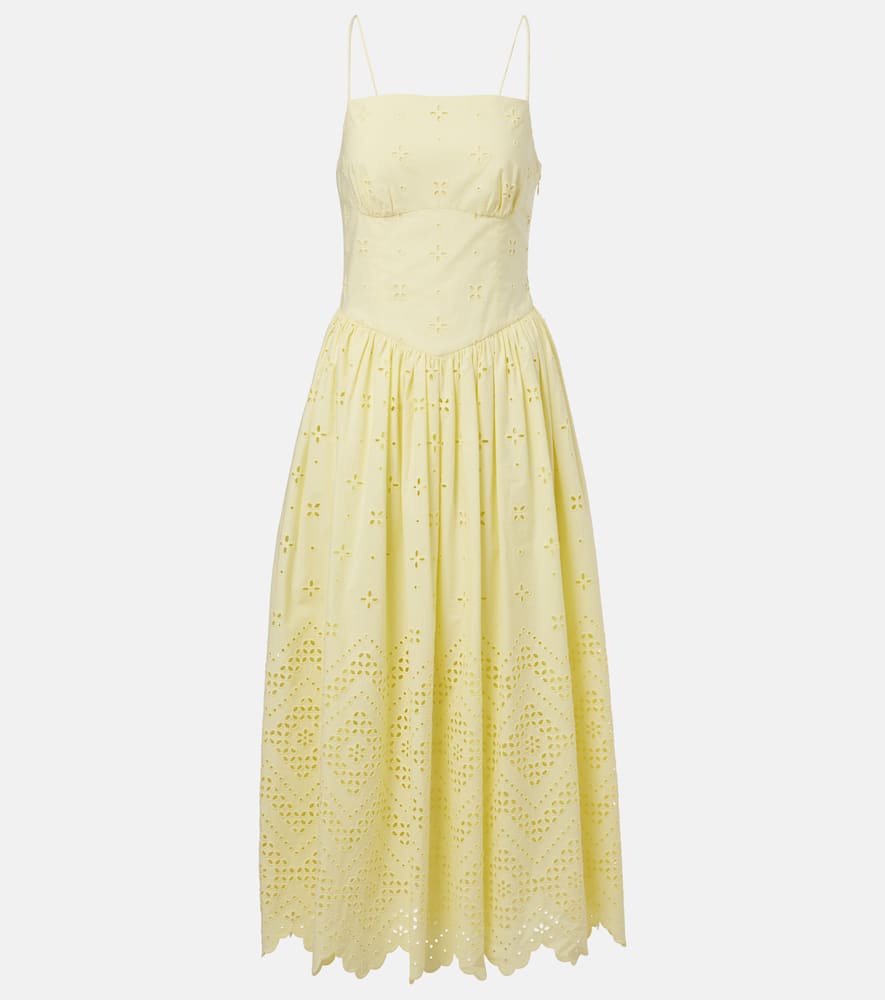 Broderie anglaise cotton midi dress