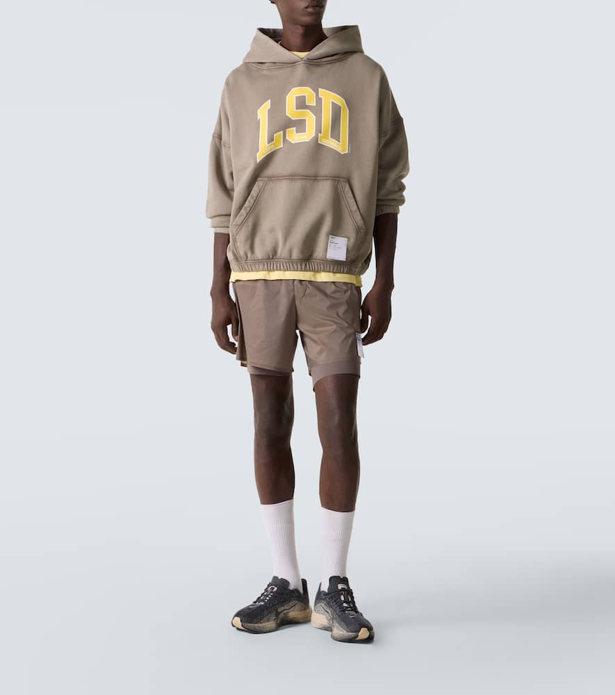 Satisfy Softcell Printed Cotton Hoodie In Brown