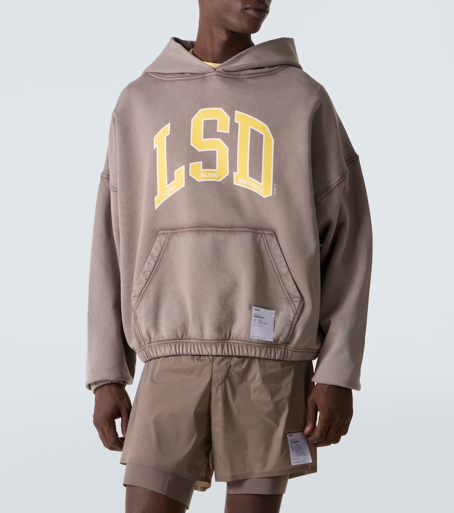 Satisfy Softcell Printed Cotton Hoodie In Brown