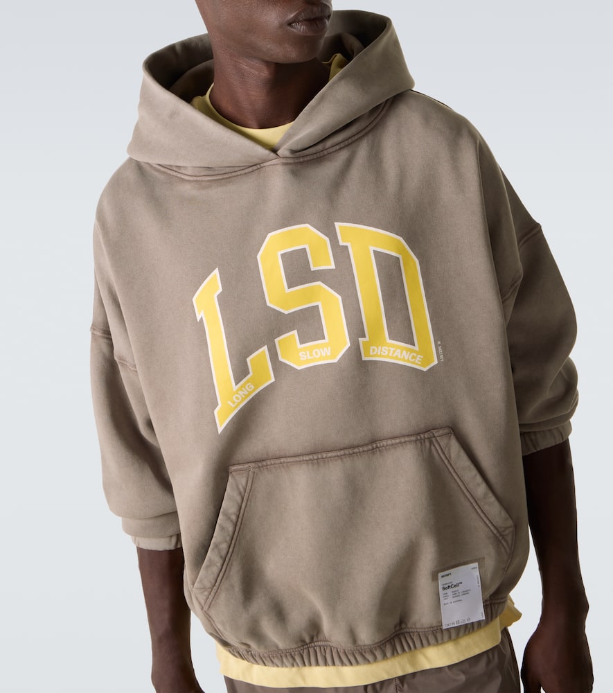 Satisfy Softcell Printed Cotton Hoodie In Brown