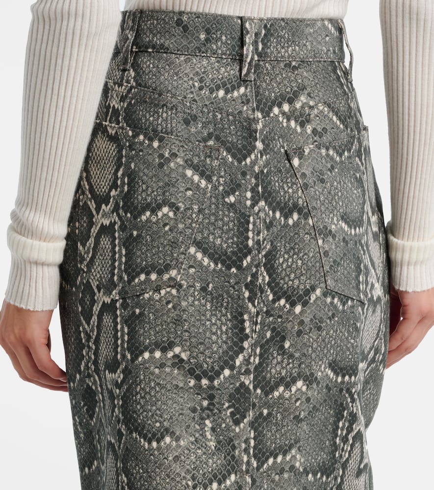 Gabriela Hearst Adalaide Snake-printed Denim Midi Skirt In Gray