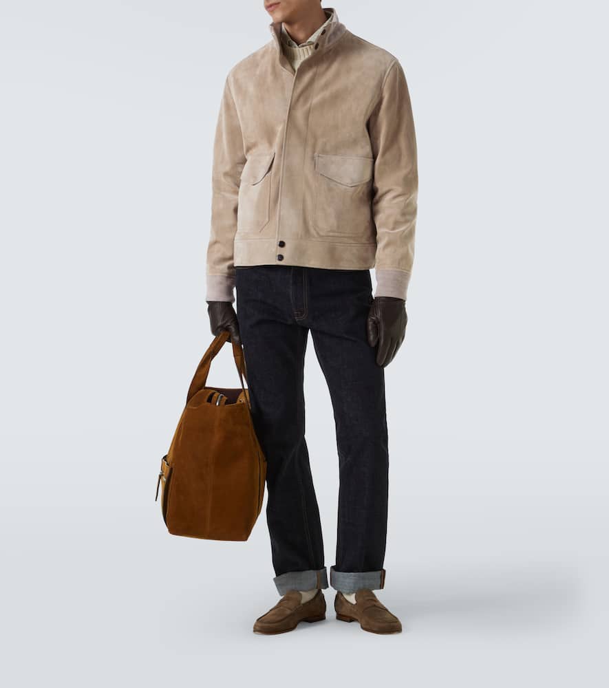 Dunhill Suede Field Jacket In Brown