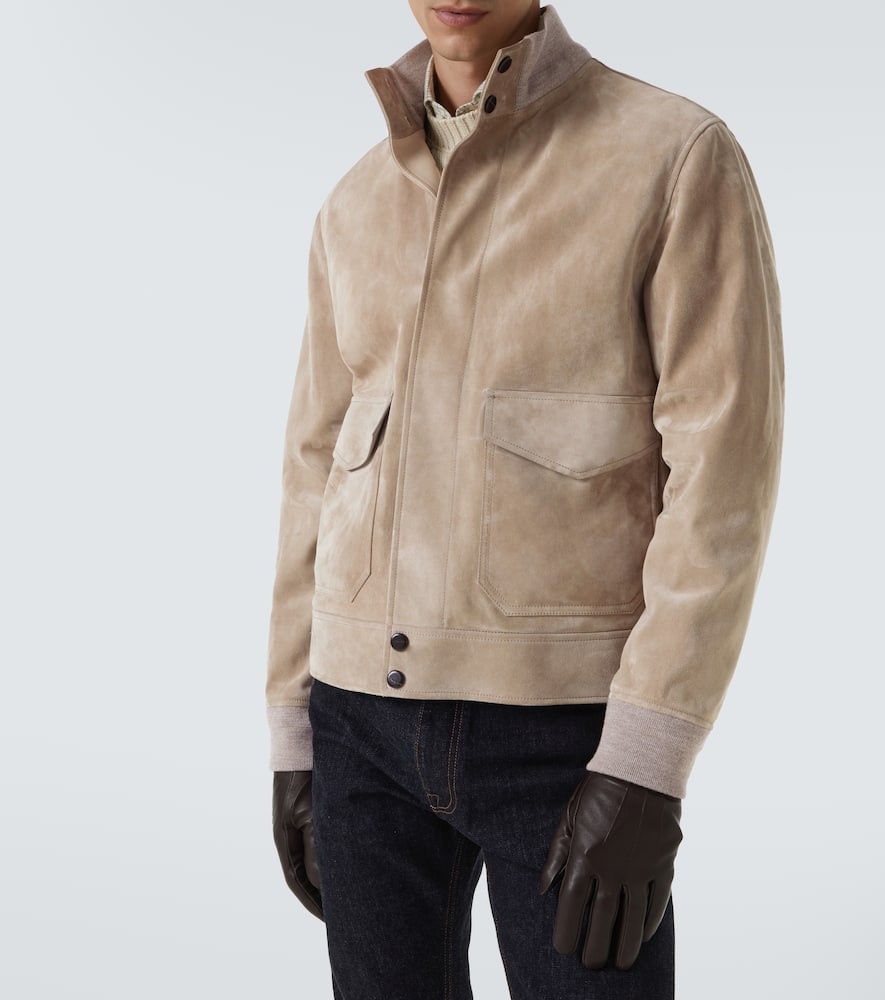 Dunhill Suede Field Jacket In Brown