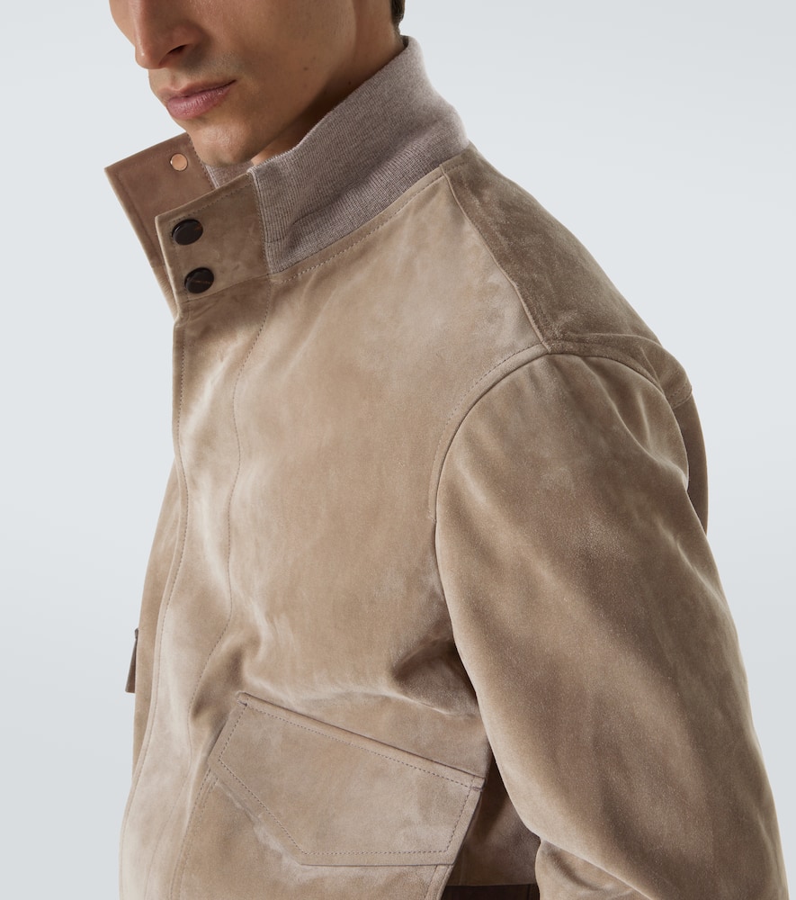 Dunhill Suede Field Jacket In Brown