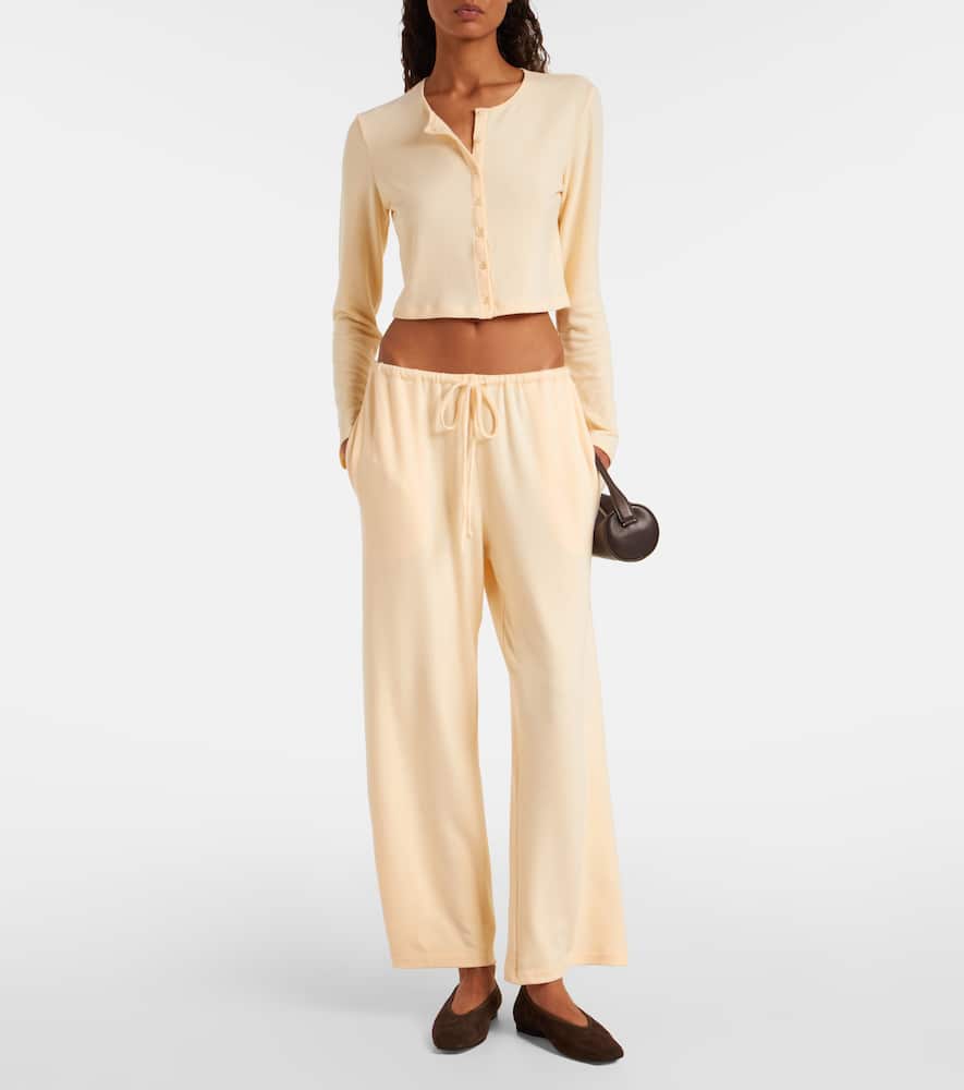 Leset Lauren Jersey Straight Pants In Neutral
