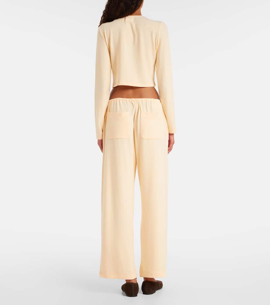 Leset Lauren Jersey Straight Pants In Neutral