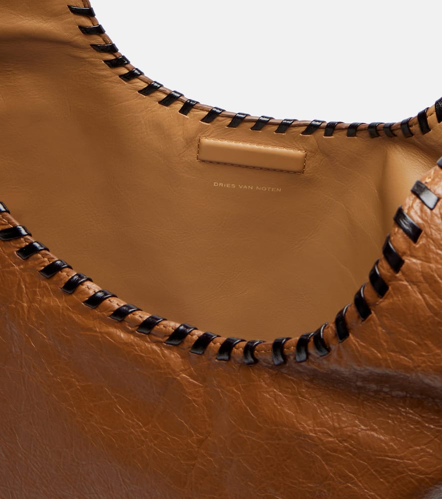 Dries Van Noten March Large Leather Tote Bag In Brown