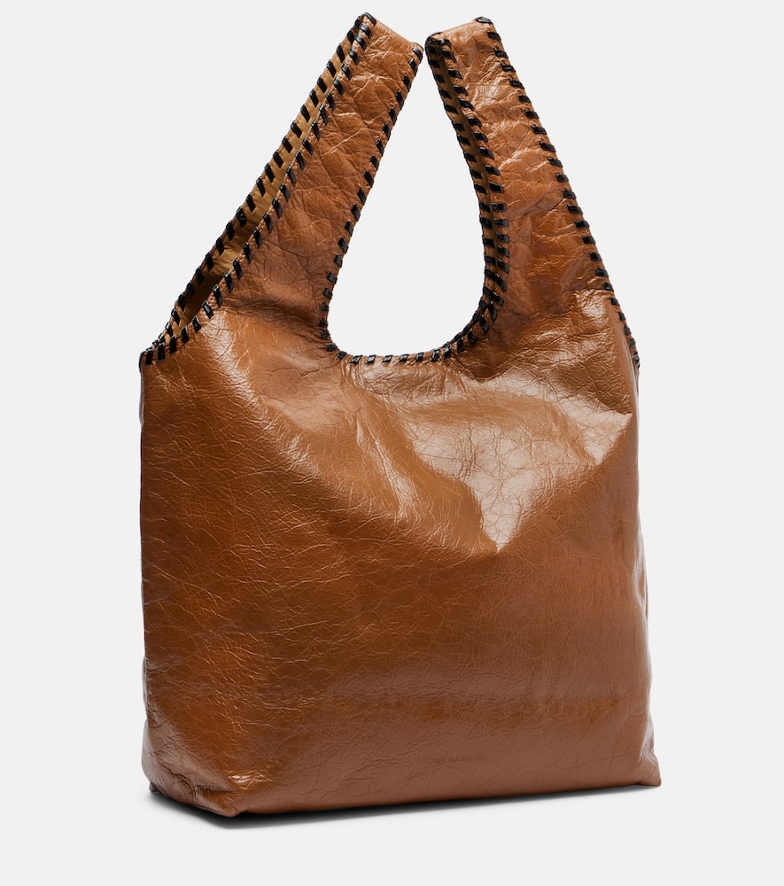 Dries Van Noten March Large Leather Tote Bag In Brown