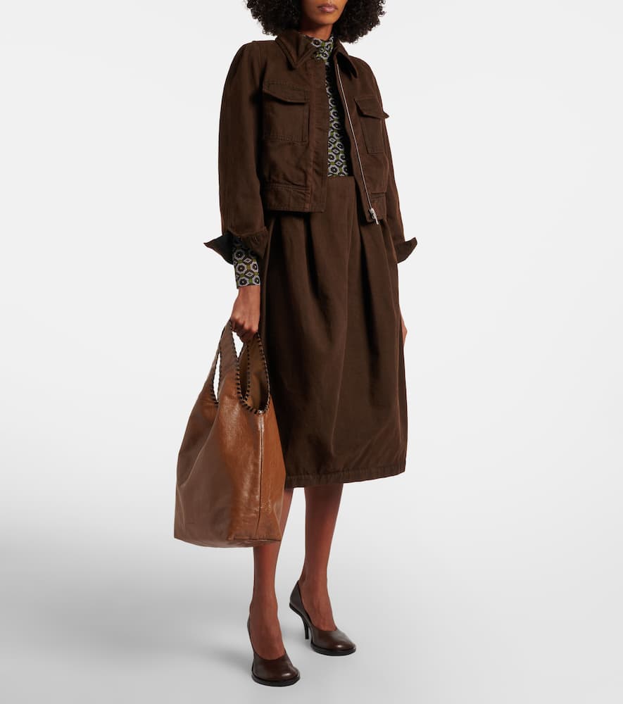 Dries Van Noten March Large Leather Tote Bag In Brown