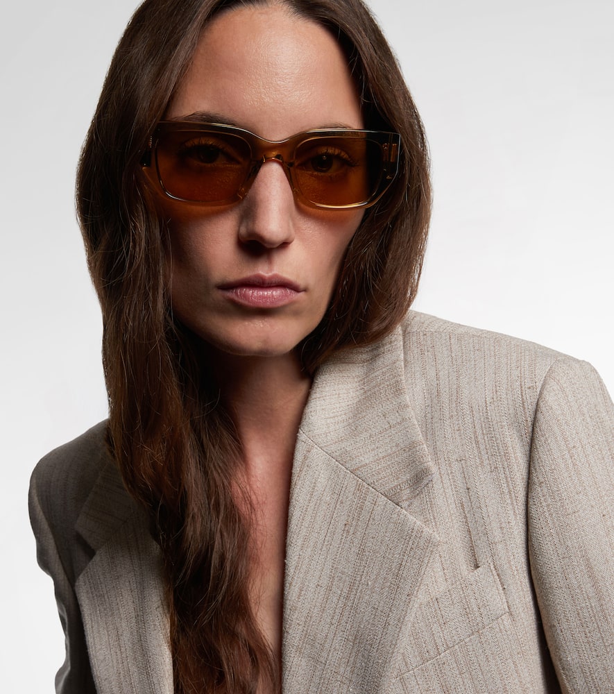 Bottega Veneta Intrecciato Rectangular Sunglasses In Gold