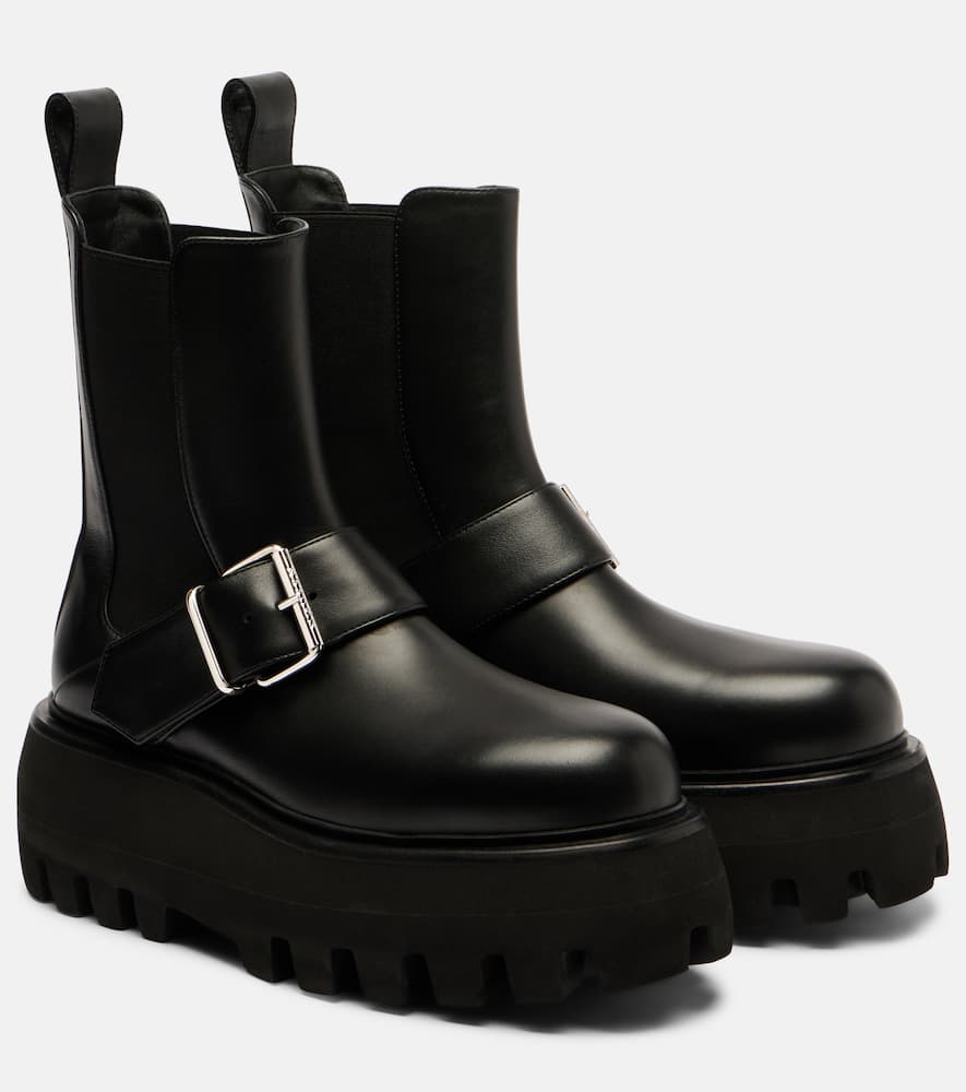 Alexander Mcqueen Ankle Boots With Buckle And Chunky Sole In Multi