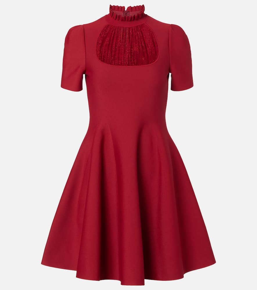 Alexander Mcqueen Mcqueen Lace Trim Skater Dress In Burgundy