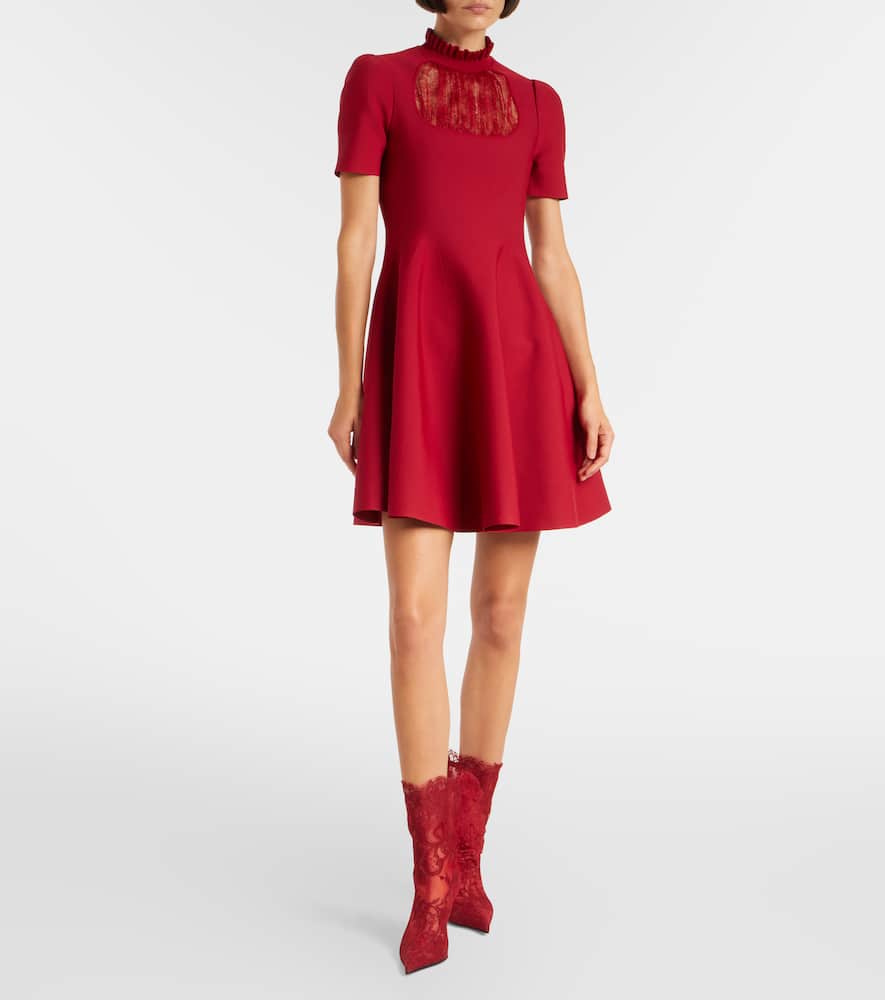 Alexander Mcqueen Mcqueen Lace Trim Skater Dress In Burgundy