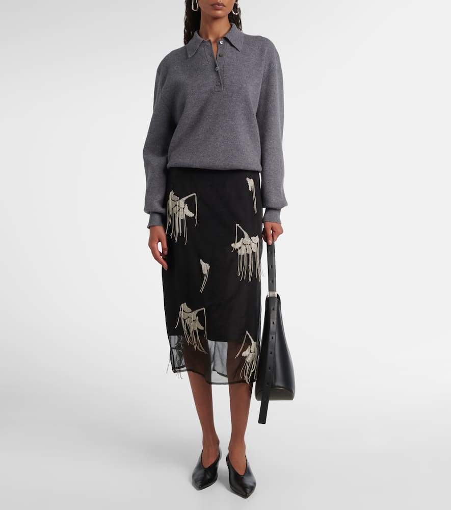 Rohe Róhe Embellished Silk Midi Skirt In Black