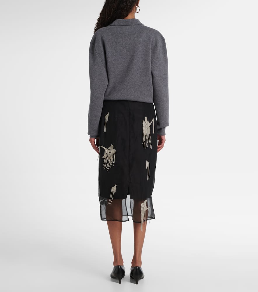 Rohe Róhe Embellished Silk Midi Skirt In Black