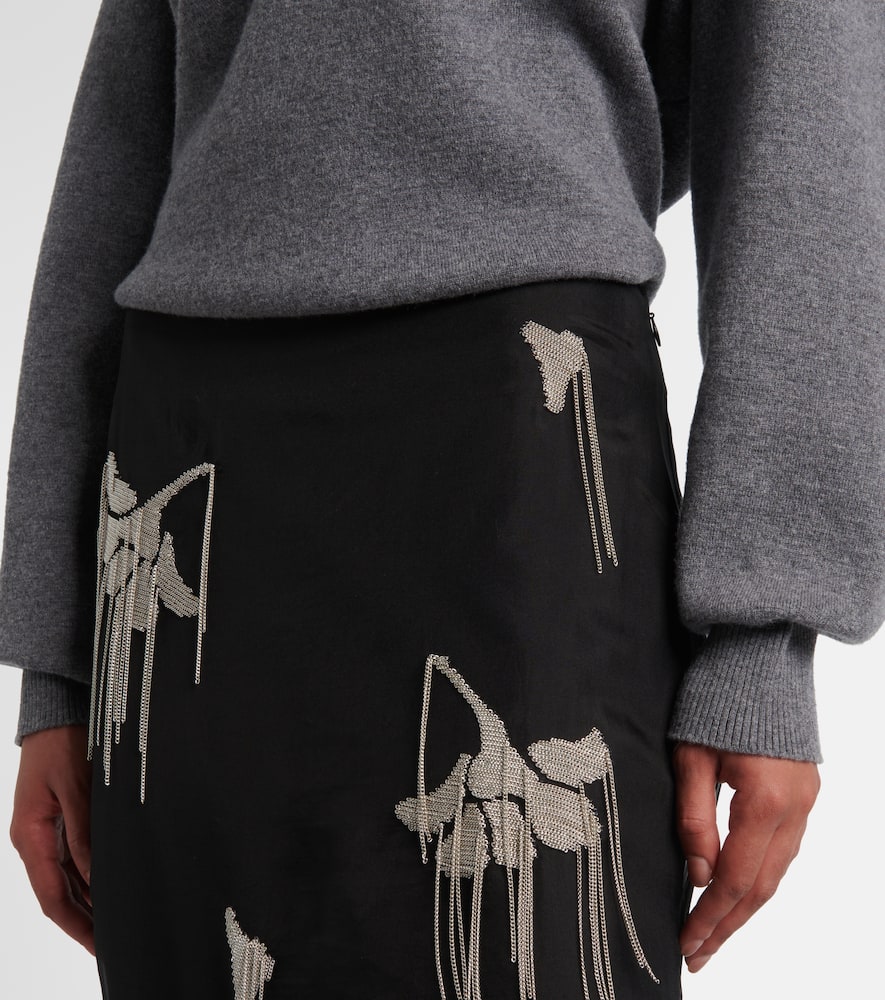 Rohe Róhe Embellished Silk Midi Skirt In Black