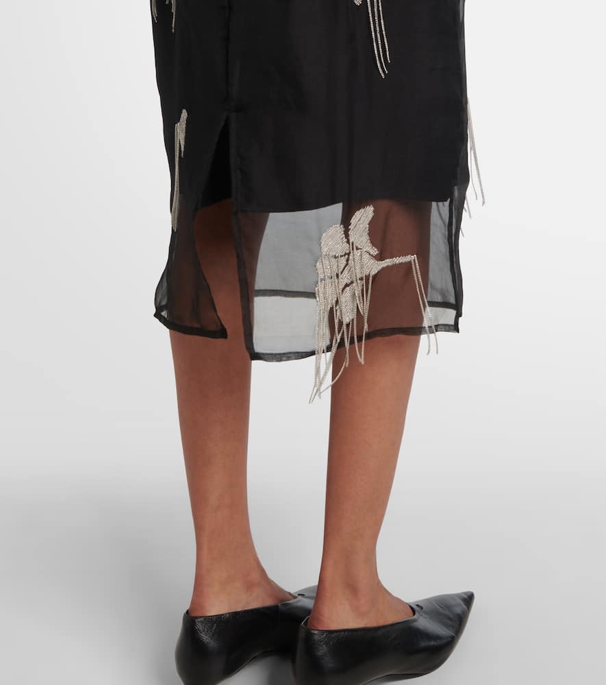 Rohe Róhe Embellished Silk Midi Skirt In Black
