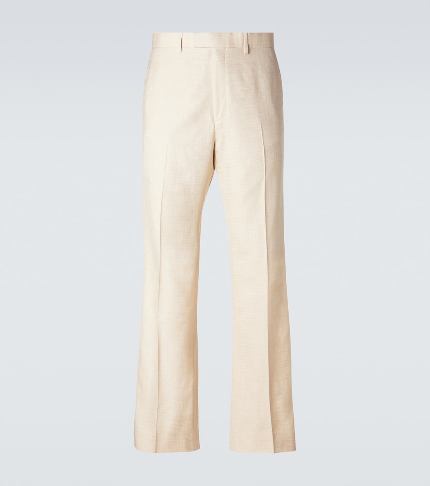 Wales Bonner Pantaloni flared Alto con finiture in raso