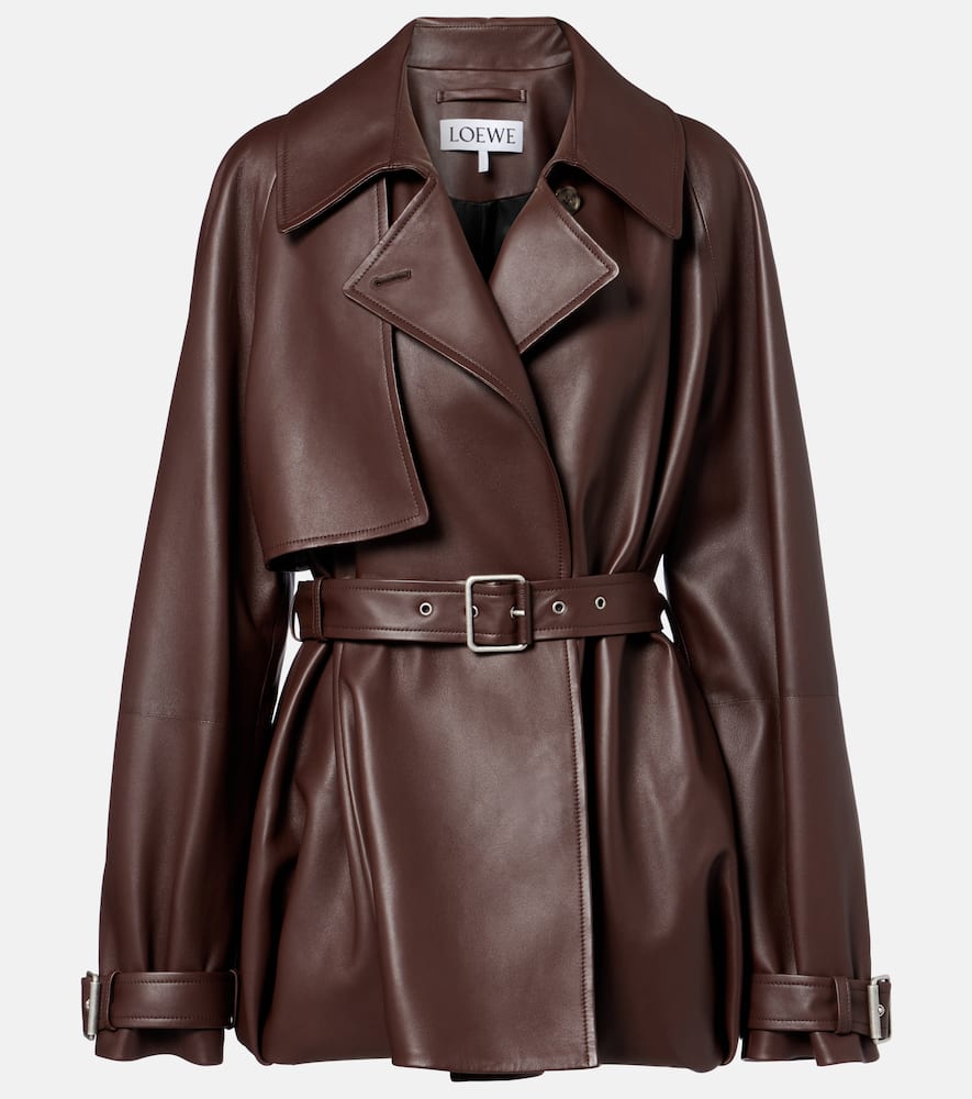 Loewe Balloon Leather Jacket In Brown