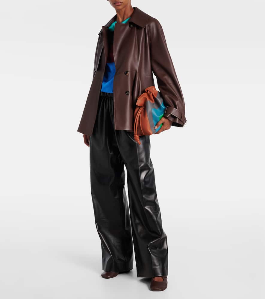 Loewe Balloon Leather Jacket In Brown