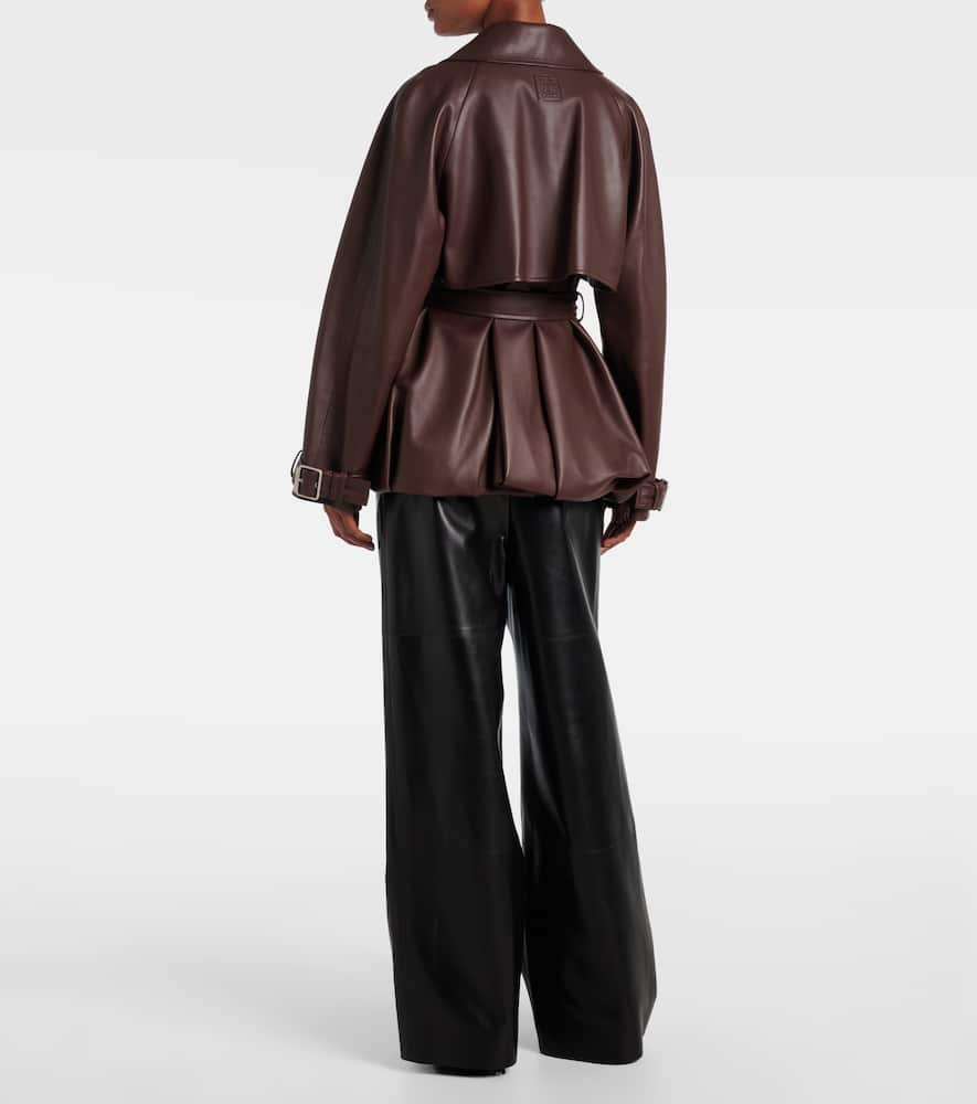 Loewe Balloon Leather Jacket In Brown