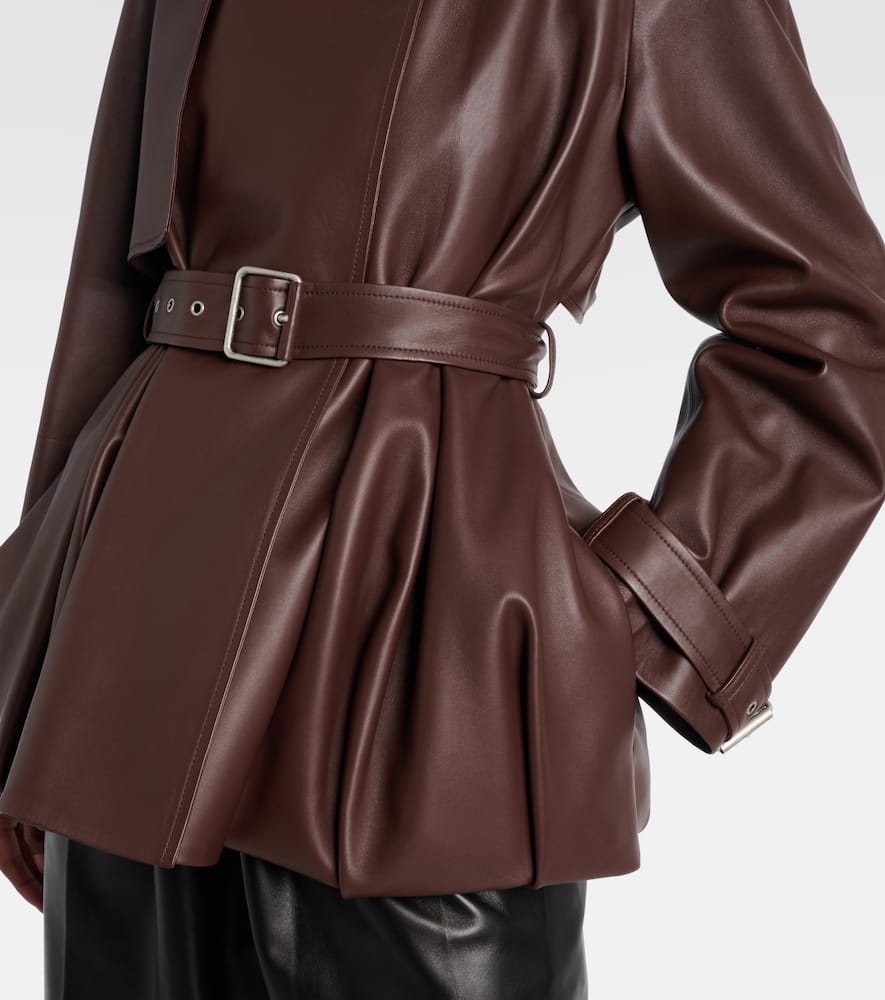 Loewe Balloon Leather Jacket In Brown